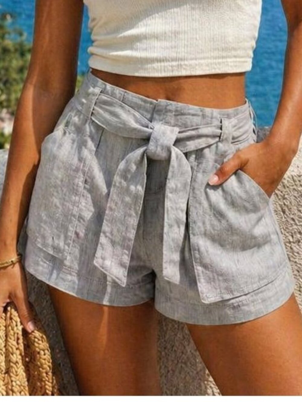 Banana Republic Women Sz 2 Linen Shorts Belted Preppy Euro Summer Old Money - Picture 1 of 13